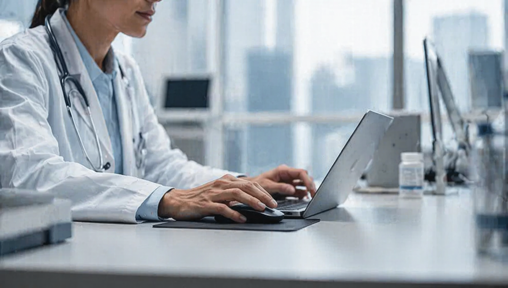 Physician using Alema Health platform